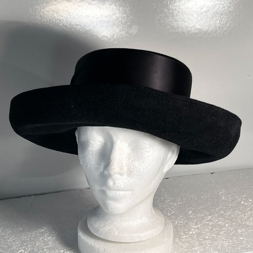 Eric Javits Vintage Wool Hat Satin Bow Old Money Quiet Luxury Cottage Prairie - Picture 1 of 7